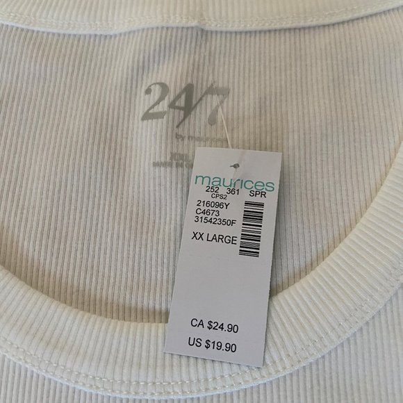 Maurices NWT 24/7 White Scoop Neck Short Sleeve Tee Size XXL - Picture 3 of 7